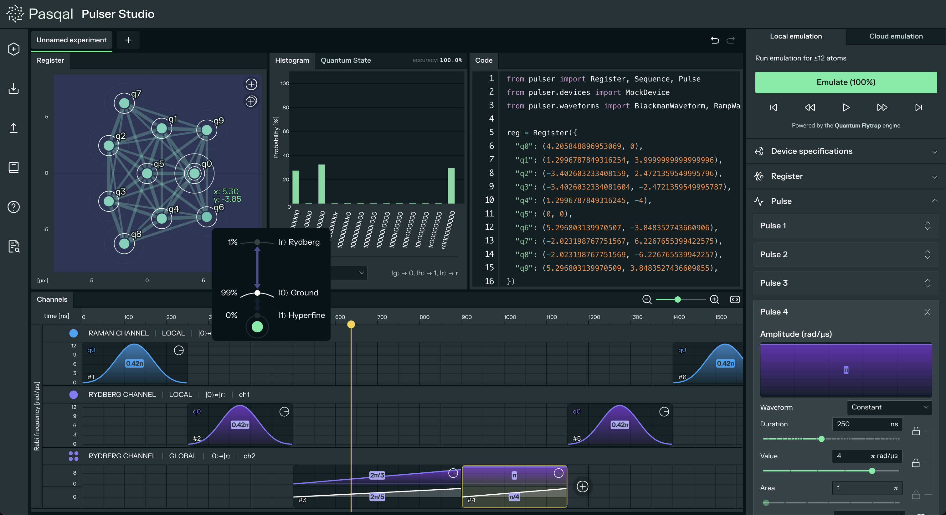 Screenshot of the Pulser Studio application