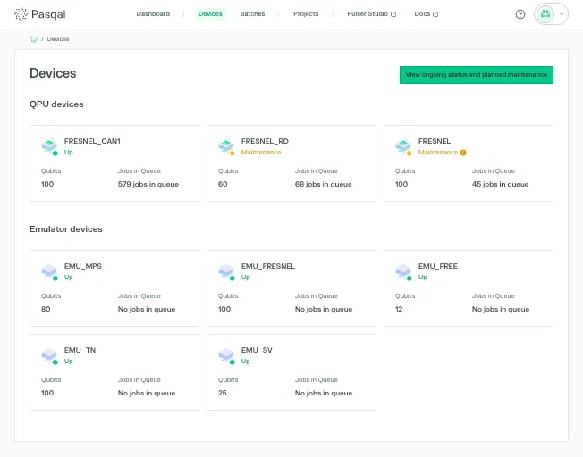 User Portal devices page