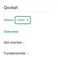 Version selector at the top of the Qoolqit documentation sidebar